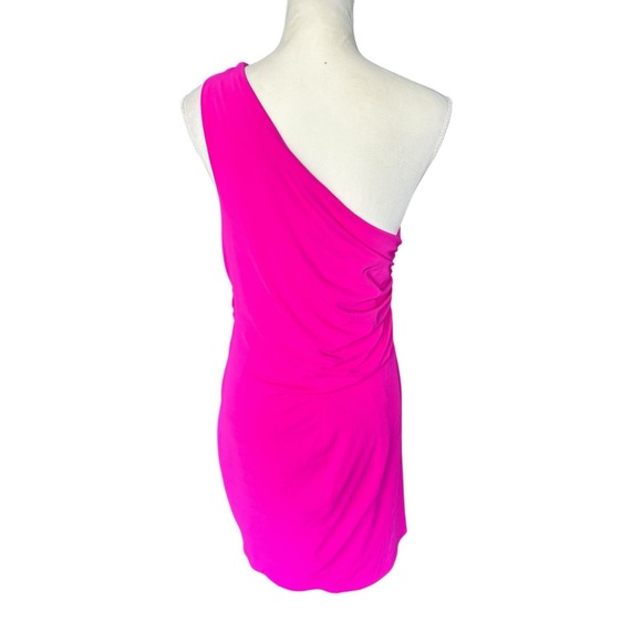 New NWT Cut25 by Yigal Azrouel Pink One Shoulder Gathered Bodycon Mini Dress - L - Picture 5 of 9